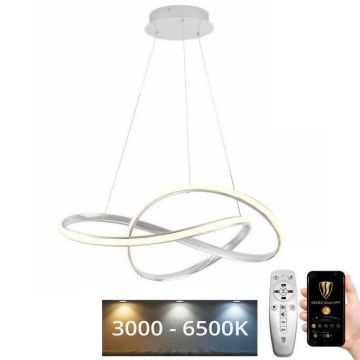 LED ljusreglerad ljuskrona på textilsladd LED/70W/230V 3000-6500K vit + fjärrkontroll