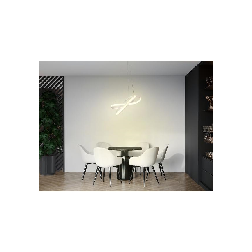 LED ljusreglerad ljuskrona på textilsladd LED/70W/230V 3000-6500K vit + fjärrkontroll
