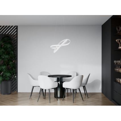 LED ljusreglerad ljuskrona på textilsladd LED/70W/230V 3000-6500K vit + fjärrkontroll