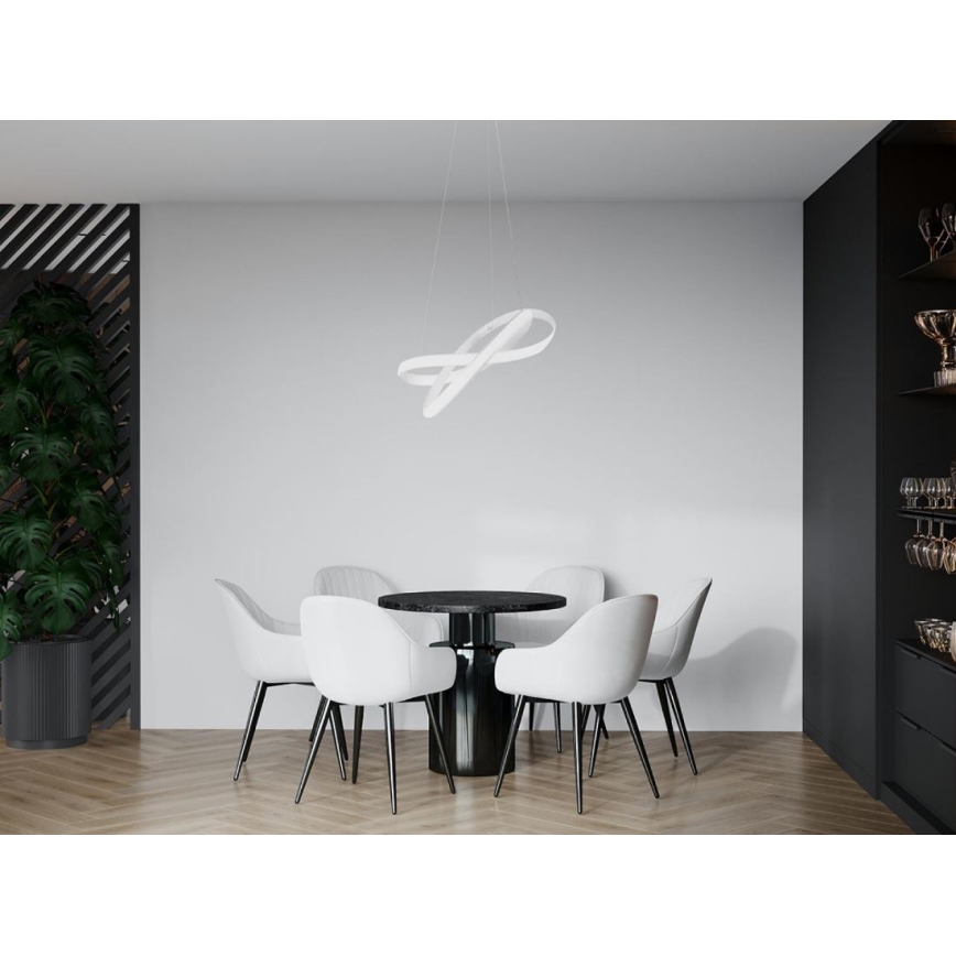 LED ljusreglerad ljuskrona på textilsladd LED/70W/230V 3000-6500K vit + fjärrkontroll