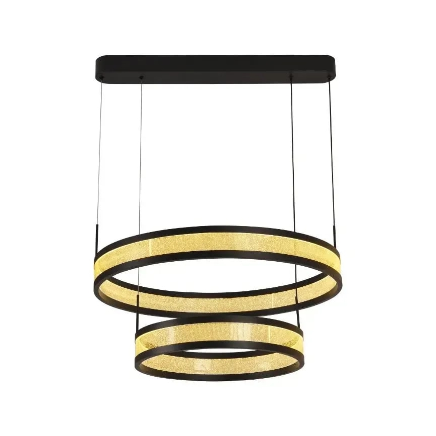 LED ljusreglerad ljuskrona på textilsladd LED/70W/230V 3000-6500K diameter 60 cm svart + fjärrkontroll