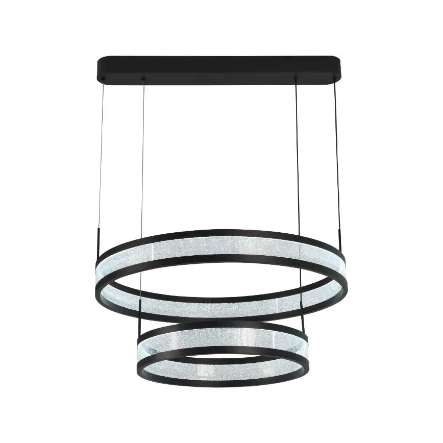 LED ljusreglerad ljuskrona på textilsladd LED/70W/230V 3000-6500K diameter 60 cm svart + fjärrkontroll