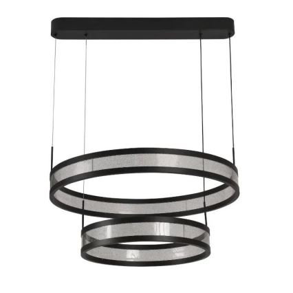 LED ljusreglerad ljuskrona på textilsladd LED/70W/230V 3000-6500K diameter 60 cm svart + fjärrkontroll