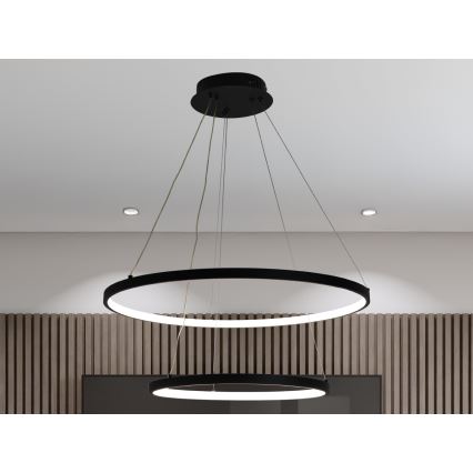 LED ljusreglerad ljuskrona på textilsladd LED/75W/230V 3000-6500K diameter 60 cm + fjärrkontroll