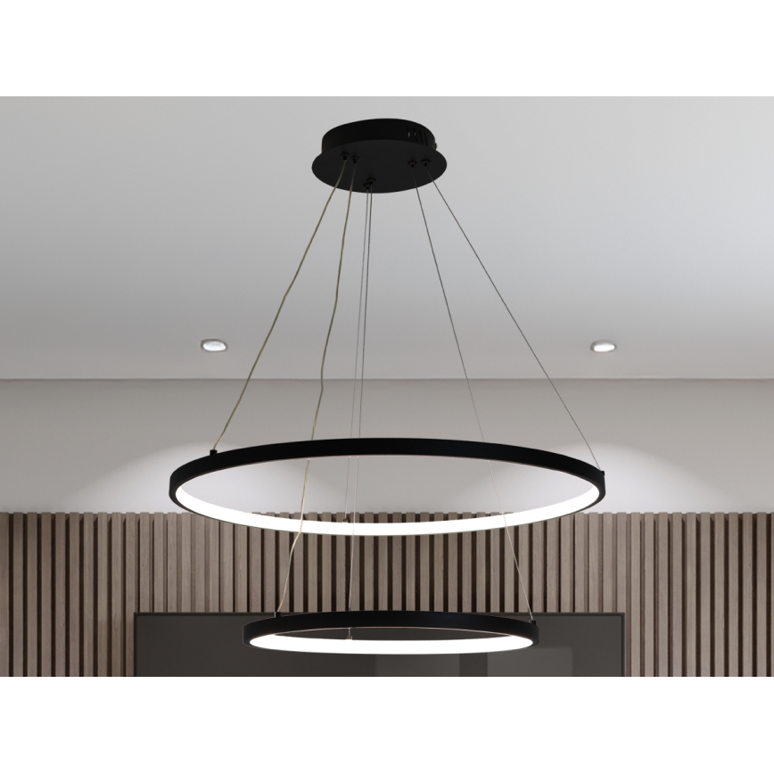 LED ljusreglerad ljuskrona på textilsladd LED/75W/230V 3000-6500K diameter 60 cm + fjärrkontroll