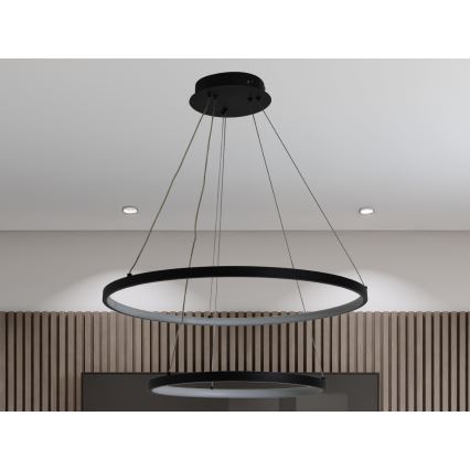 LED ljusreglerad ljuskrona på textilsladd LED/75W/230V 3000-6500K diameter 60 cm + fjärrkontroll