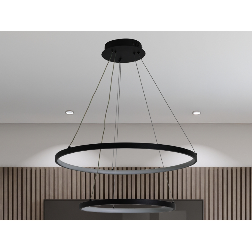 LED ljusreglerad ljuskrona på textilsladd LED/75W/230V 3000-6500K diameter 60 cm + fjärrkontroll