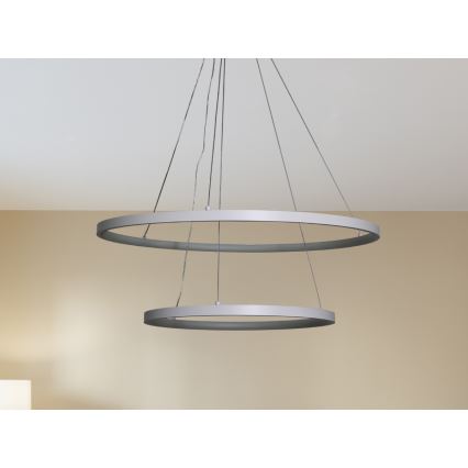 LED ljusreglerad ljuskrona på textilsladd LED/75W/230V 3000-6500K diameter 60 cm + fjärrkontroll