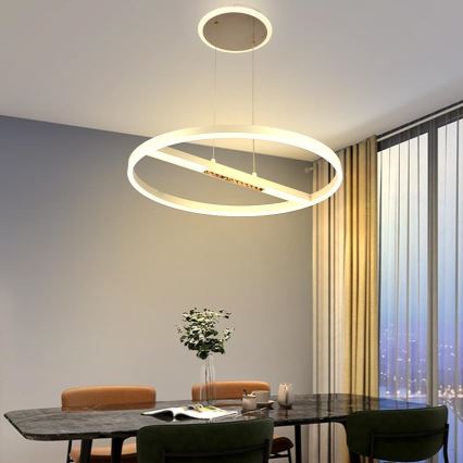 LED ljusreglerad ljuskrona på textilsladd LED/75W/230V 3000-6500K + fjärrkontroll