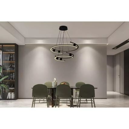 LED ljusreglerad ljuskrona på textilsladd LED/80W/230V 3000-6500K + fjärrkontroll