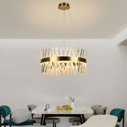 LED Ljusreglerad kristall ljuskrona på snöre LED/80W/230V 3000-6500K guld + fjärrkontroll