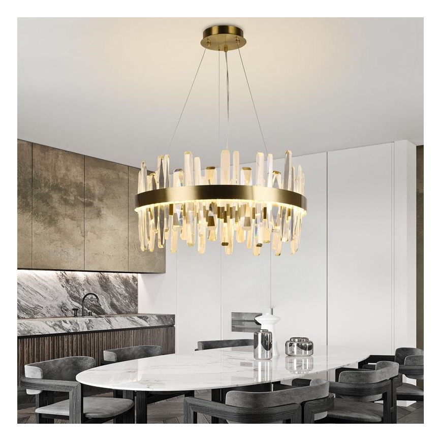 LED Ljusreglerad kristall ljuskrona på snöre LED/80W/230V 3000-6500K guld + fjärrkontroll