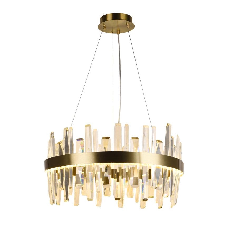 LED Ljusreglerad kristall ljuskrona på snöre LED/80W/230V 3000-6500K guld + fjärrkontroll