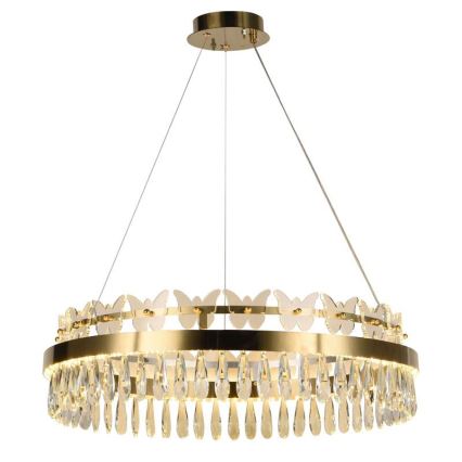 LED Ljusreglerad kristall ljuskrona på snöre LED/80W/230V 3000-6500K guld + fjärrkontroll