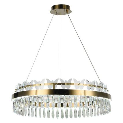LED Ljusreglerad kristall ljuskrona på snöre LED/80W/230V 3000-6500K guld + fjärrkontroll