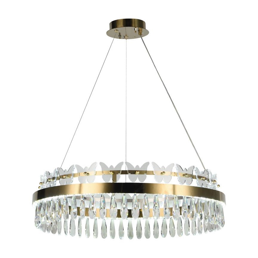 LED Ljusreglerad kristall ljuskrona på snöre LED/80W/230V 3000-6500K guld + fjärrkontroll