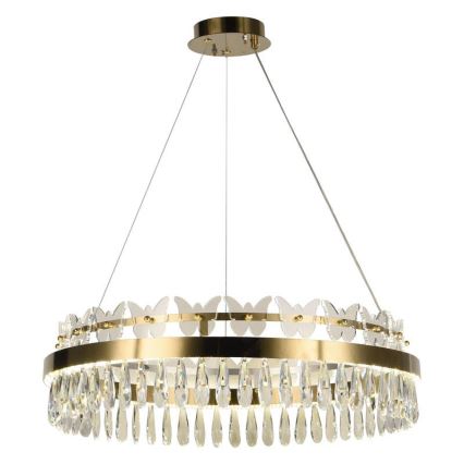 LED Ljusreglerad kristall ljuskrona på snöre LED/80W/230V 3000-6500K guld + fjärrkontroll