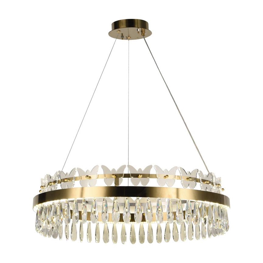 LED Ljusreglerad kristall ljuskrona på snöre LED/80W/230V 3000-6500K guld + fjärrkontroll