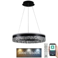 LED ljusreglerad ljuskrona på textilsladd LED/80W/230V 3000-6500K svart + fjärrkontroll