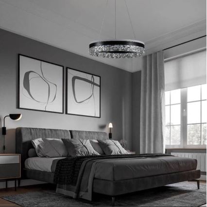 LED ljusreglerad ljuskrona på textilsladd LED/80W/230V 3000-6500K svart + fjärrkontroll