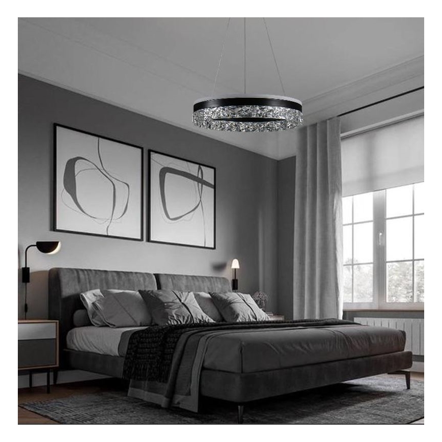 LED ljusreglerad ljuskrona på textilsladd LED/80W/230V 3000-6500K svart + fjärrkontroll