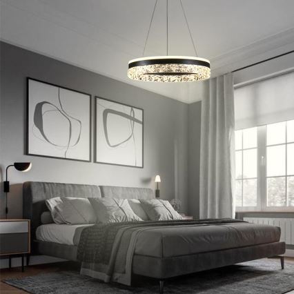 LED ljusreglerad ljuskrona på textilsladd LED/80W/230V 3000-6500K svart + fjärrkontroll