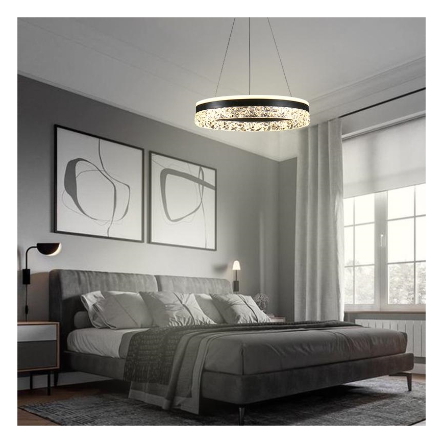 LED ljusreglerad ljuskrona på textilsladd LED/80W/230V 3000-6500K svart + fjärrkontroll