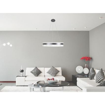 LED Ljusreglerad kristall ljuskrona på snöre LED/80W/230V 3000-6500K svart + fjärrkontroll