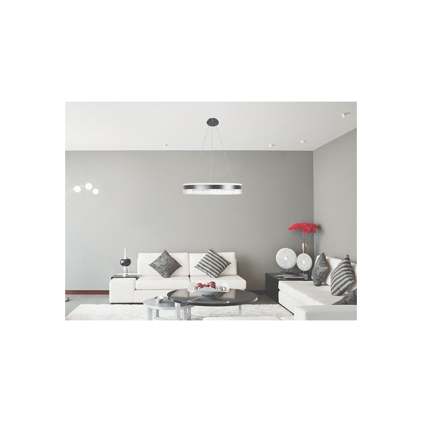 LED Ljusreglerad kristall ljuskrona på snöre LED/80W/230V 3000-6500K svart + fjärrkontroll