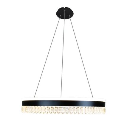 LED Ljusreglerad kristall ljuskrona på snöre LED/80W/230V 3000-6500K svart + fjärrkontroll