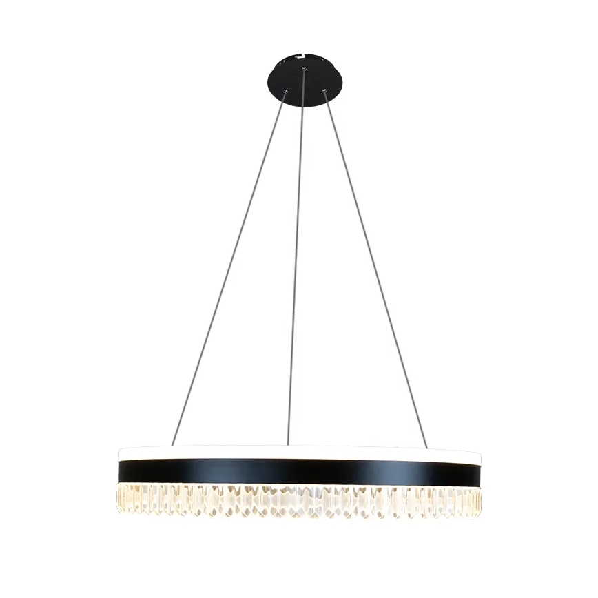LED Ljusreglerad kristall ljuskrona på snöre LED/80W/230V 3000-6500K svart + fjärrkontroll