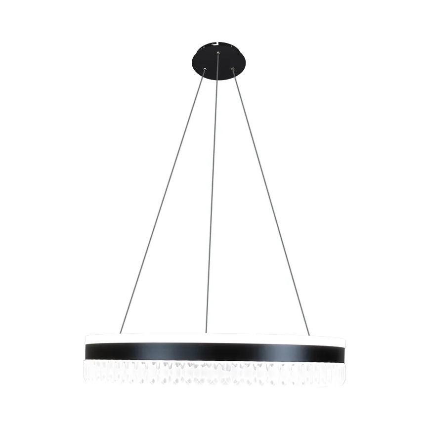 LED Ljusreglerad kristall ljuskrona på snöre LED/80W/230V 3000-6500K svart + fjärrkontroll