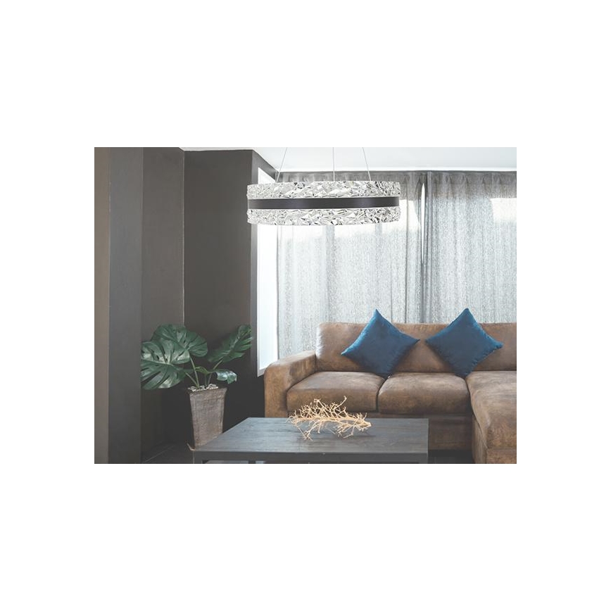LED Ljusreglerad kristall ljuskrona på snöre LED/80W/230V 3000-6500K svart + fjärrkontroll