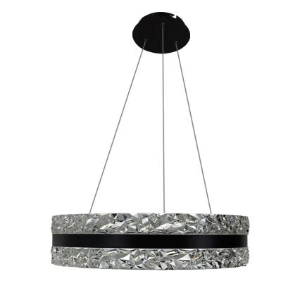 LED Ljusreglerad kristall ljuskrona på snöre LED/80W/230V 3000-6500K svart + fjärrkontroll