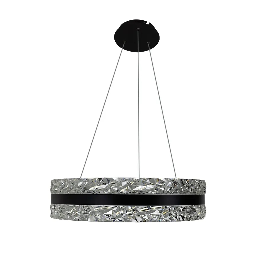 LED Ljusreglerad kristall ljuskrona på snöre LED/80W/230V 3000-6500K svart + fjärrkontroll