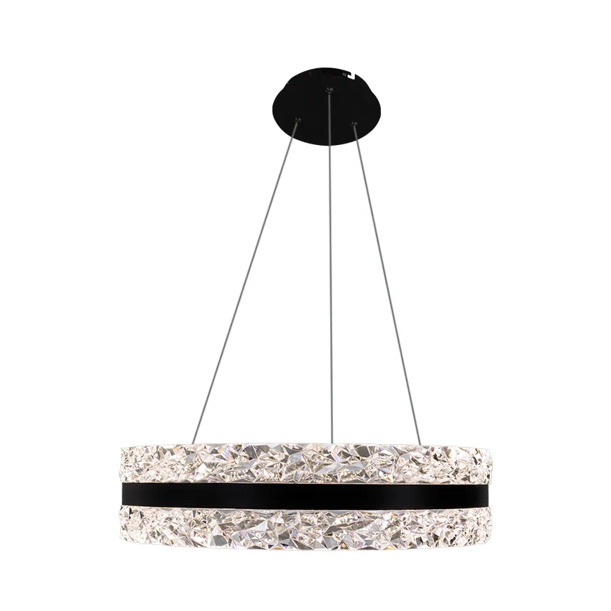 LED Ljusreglerad kristall ljuskrona på snöre LED/80W/230V 3000-6500K svart + fjärrkontroll