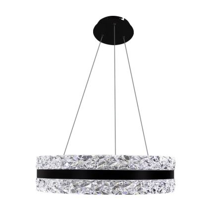 LED Ljusreglerad kristall ljuskrona på snöre LED/80W/230V 3000-6500K svart + fjärrkontroll