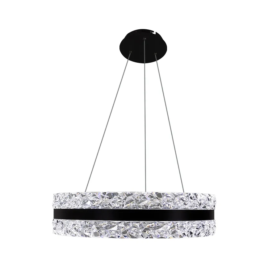 LED Ljusreglerad kristall ljuskrona på snöre LED/80W/230V 3000-6500K svart + fjärrkontroll