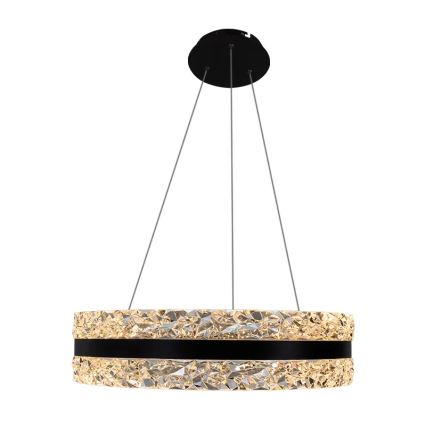 LED Ljusreglerad kristall ljuskrona på snöre LED/80W/230V 3000-6500K svart + fjärrkontroll