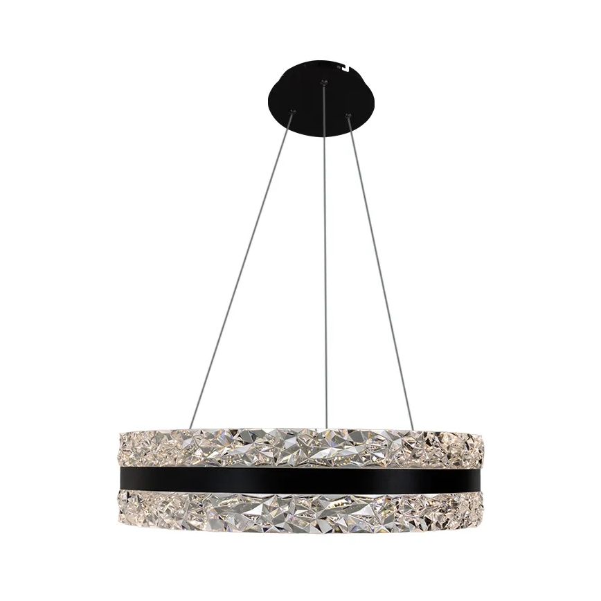 LED Ljusreglerad kristall ljuskrona på snöre LED/80W/230V 3000-6500K svart + fjärrkontroll