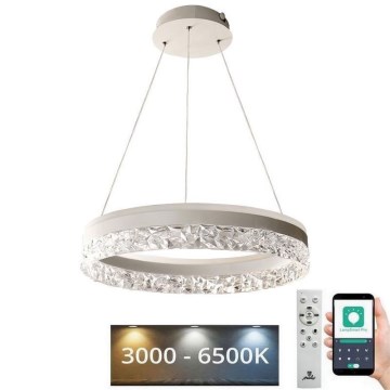 LED ljusreglerad ljuskrona på textilsladd LED/80W/230V 3000-6500K vit + fjärrkontroll