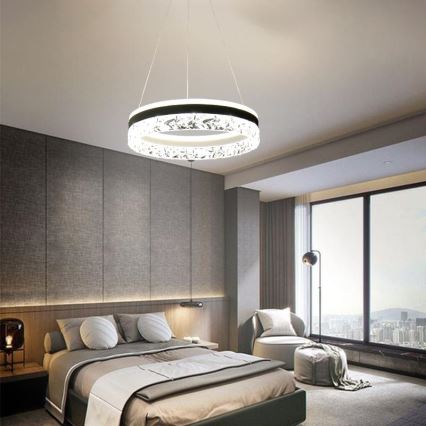 LED ljusreglerad ljuskrona på textilsladd LED/80W/230V 3000-6500K vit + fjärrkontroll
