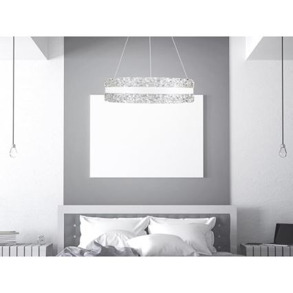 LED Ljusreglerad kristall ljuskrona på snöre LED/80W/230V 3000-6500K vit + fjärrkontroll