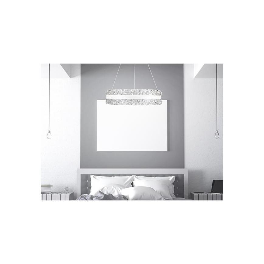 LED Ljusreglerad kristall ljuskrona på snöre LED/80W/230V 3000-6500K vit + fjärrkontroll