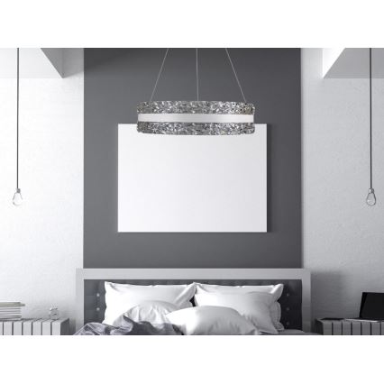 LED Ljusreglerad kristall ljuskrona på snöre LED/80W/230V 3000-6500K vit + fjärrkontroll
