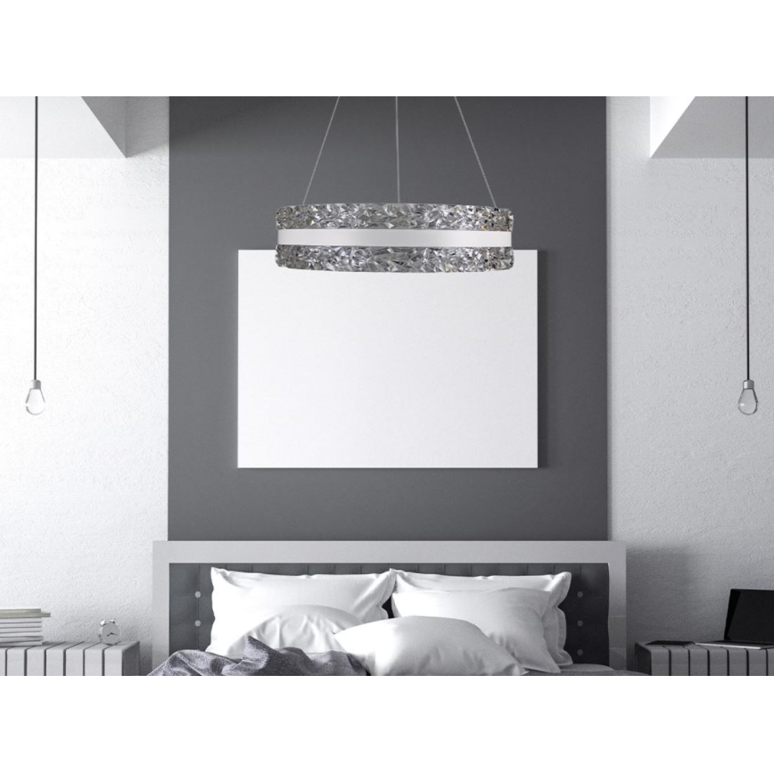 LED Ljusreglerad kristall ljuskrona på snöre LED/80W/230V 3000-6500K vit + fjärrkontroll