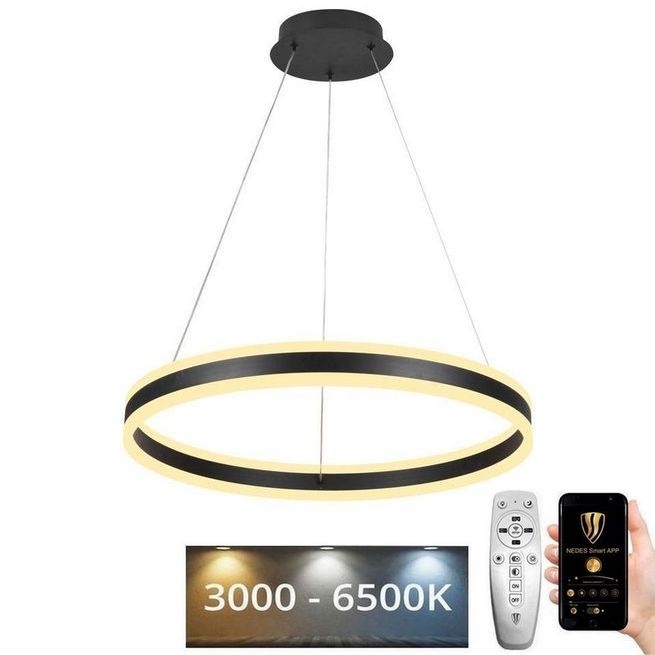 LED ljusreglerad ljuskrona på textilsladd LED/85W/230V 3000-6500K diameter 60 cm + fjärrkontroll