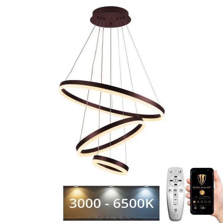 LED ljusreglerad ljuskrona på textilsladd LED/85W/230V 3000-6500K + fjärrkontroll