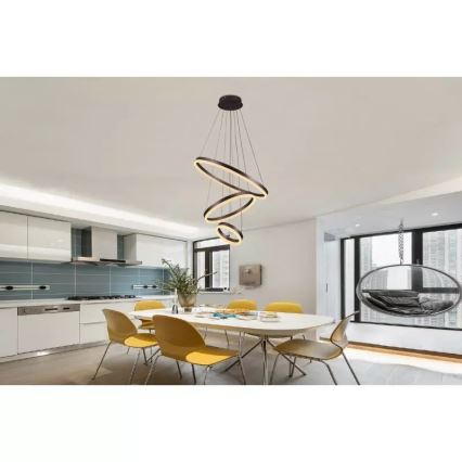 LED ljusreglerad ljuskrona på textilsladd LED/85W/230V 3000-6500K + fjärrkontroll
