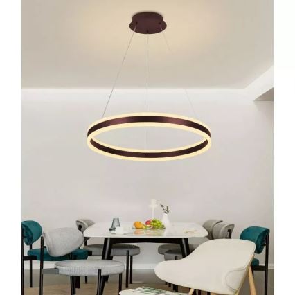LED ljusreglerad ljuskrona på textilsladd LED/85W/230V 3000-6500K diameter 60 cm + fjärrkontroll